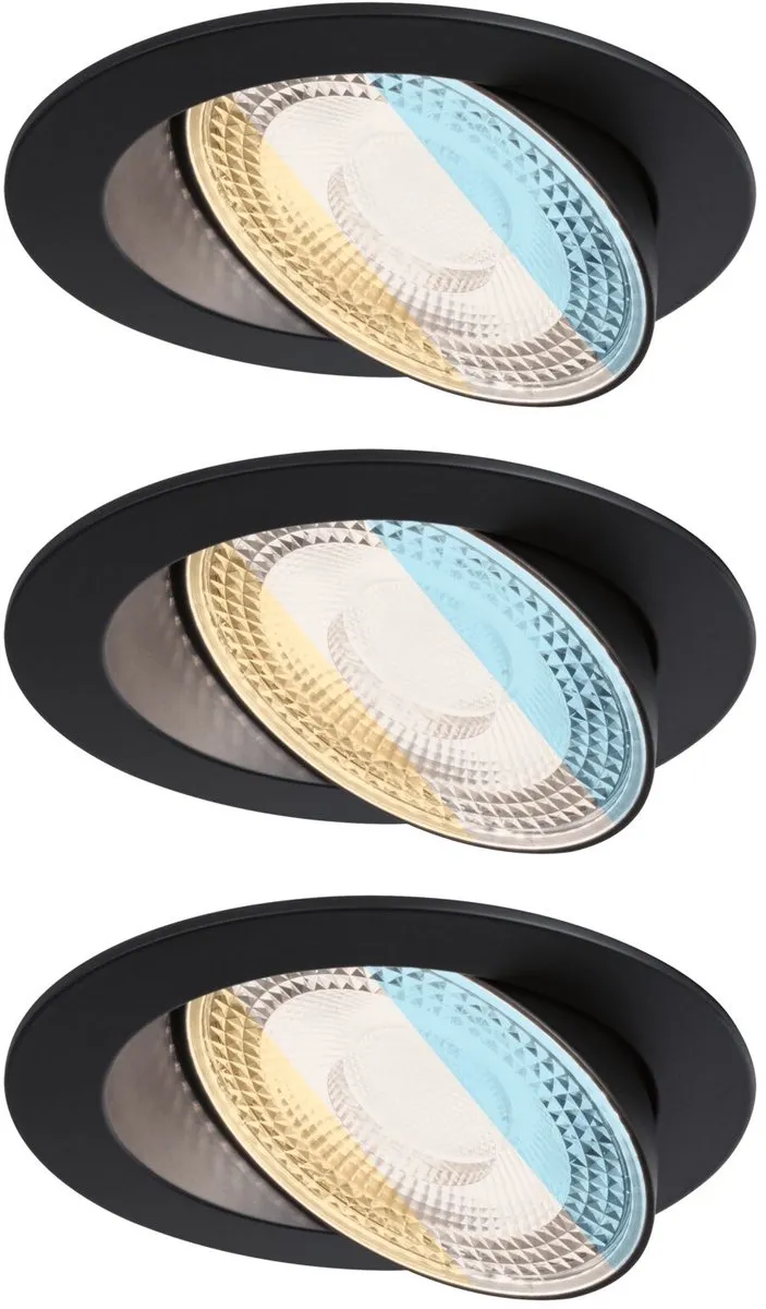 Paulmann LED-inbouwlamp White Select Aumus 3x5W 700lm 105mm - Zwart