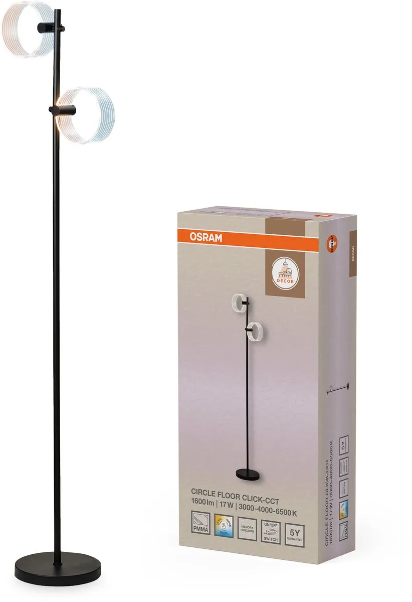 Osram Decor Circle Vloerlamp 17W CLICKCCT - Zwart
