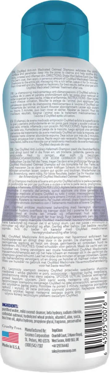 TropiClean OxyMed Anti-Jeuk Hondenshampoo - 355ml - afbeelding 2 van 6