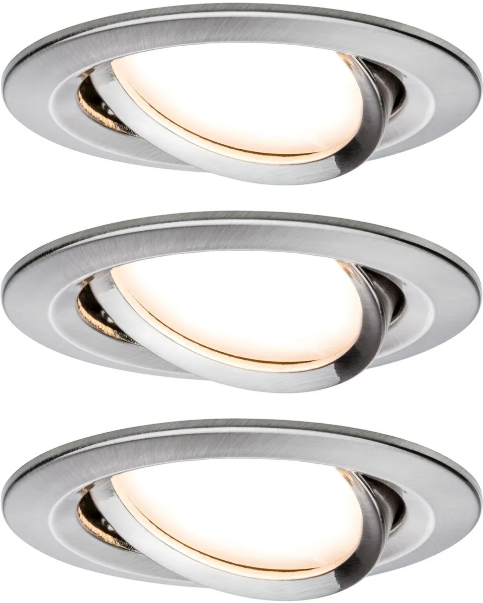 Paulmann Nova Plus Coin Basisset LED-inbouwlamp 3x6W 470lm 2700K - 84mm Staal geborsteld