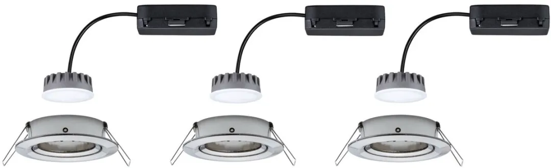 Paulmann Nova Plus Coin Basisset LED-inbouwlamp 3x6W 470lm 2700K - 84mm Staal geborsteld - afbeelding 6 van 6