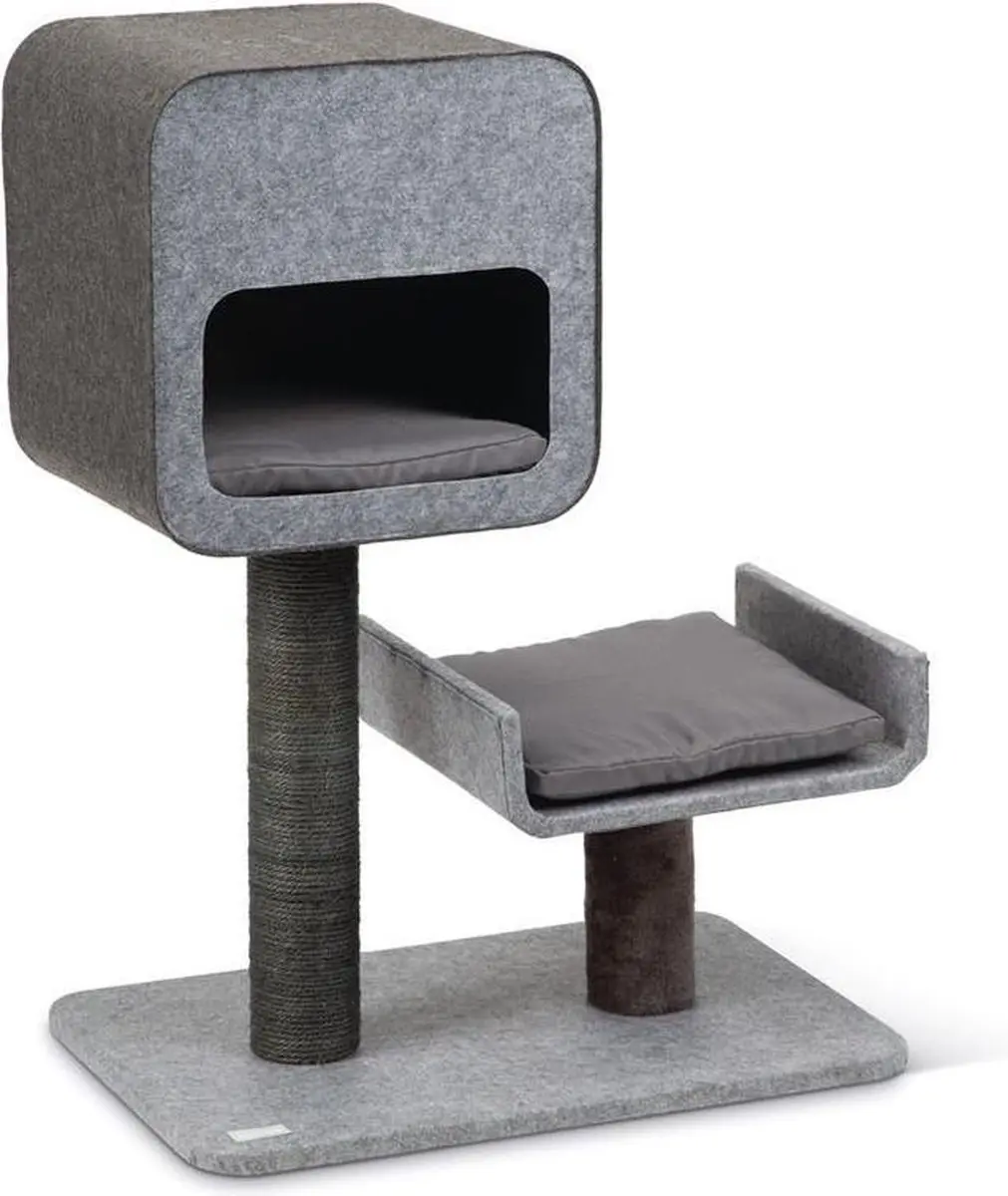 Scratching tree  tinka felt, grey, 60 x 40 x 82 cm
