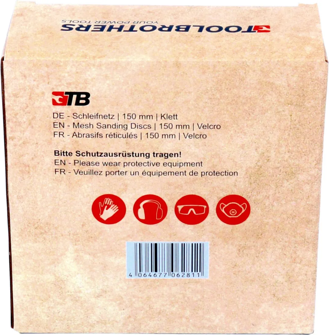 Toolbrothers SPIDER schuurset net 150 mm 4 verpakkingen 160x schuurnetten klittenband elk 40x P80 / P120 / P180 / 240 voor hardhout, zachthout, lak, steen, staal, aluminium, fineer