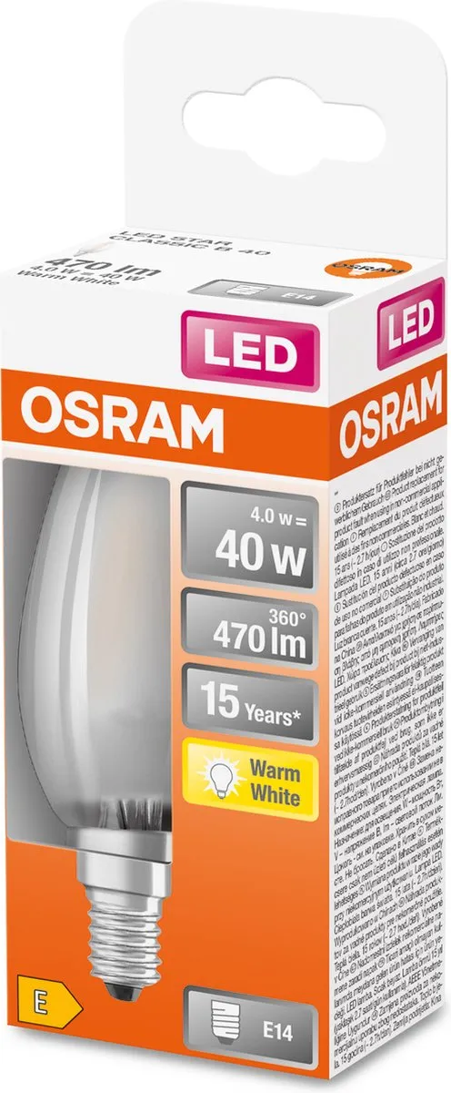 Osram LED Kaarslamp E14 4W Warmwit Mat - 2700K