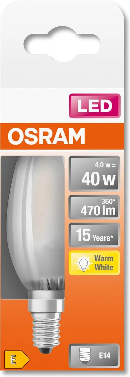 Osram LED Kaarslamp E14 4W Warmwit Mat - 2700K