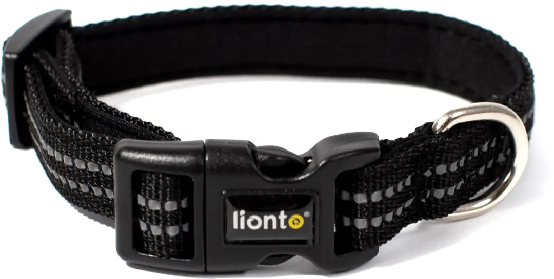 lionto Kattenhalsband, gevoerd, reflecterend & verstelbaar, zwart