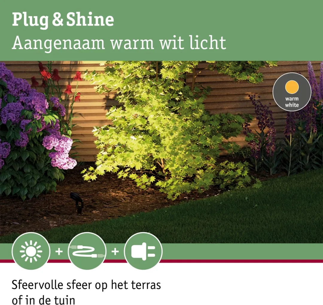 Paulmann Plug & Shine LED Tuinspot Sting IP67 3000K 6,4W Antraciet