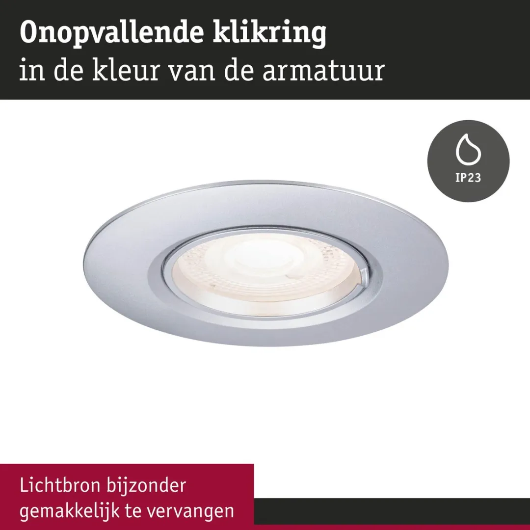Paulmann Inbouwlamp Set 3x Star Rond 90mm GU10 - 3x10W - Chroom mat - afbeelding 6 van 6