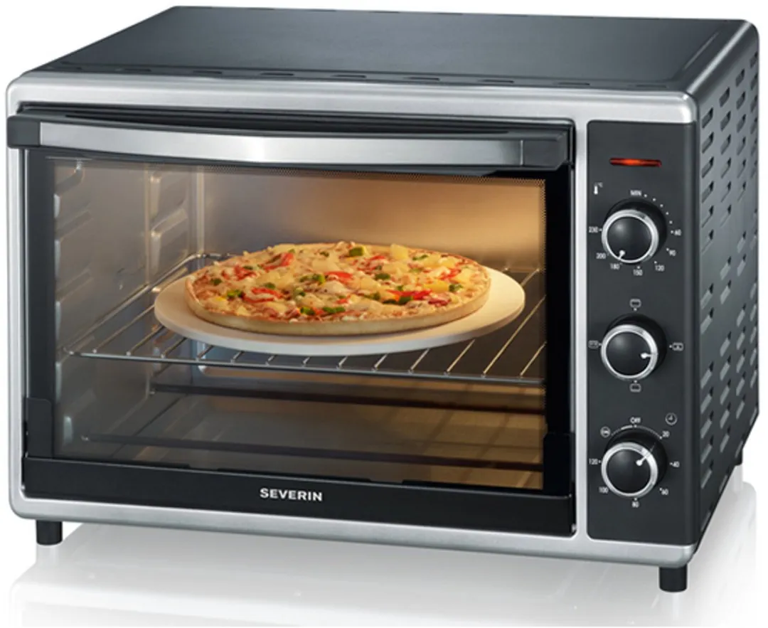 Severin TO 2058 - Oven - vrijstaand - hetelucht - incl. pizzasteen - zwart/zilver