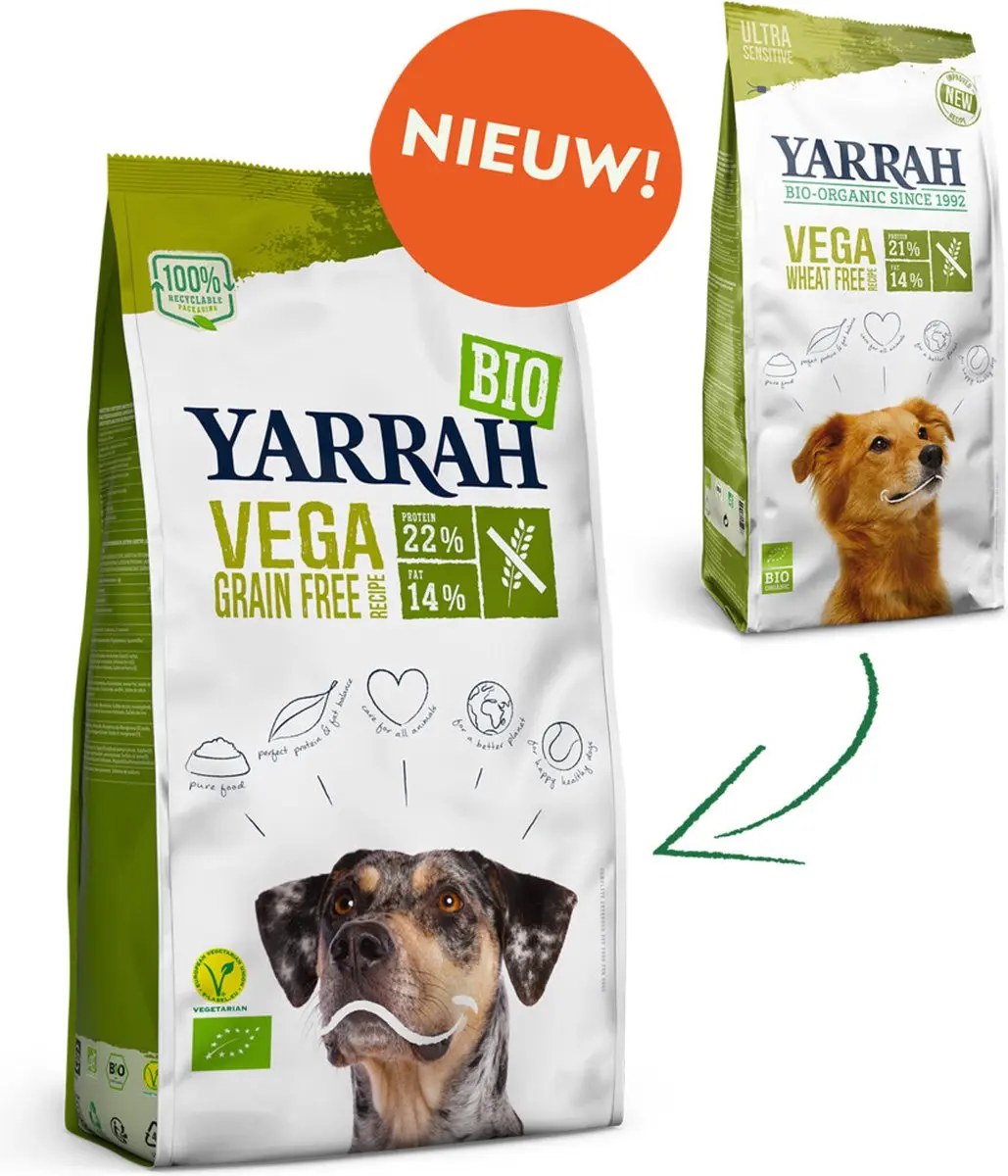 Yarrah Biologisch Hondenvoer Vegan Tarwe Vrij 2kg - 4x - afbeelding 6 van 6