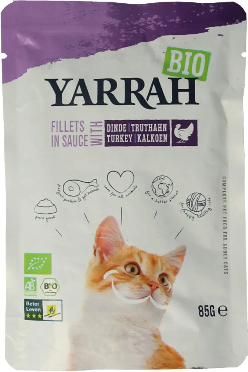 Yarrah Bio Kalkoen Filets in Saus Kattenvoer - 85g - afbeelding 4 van 4