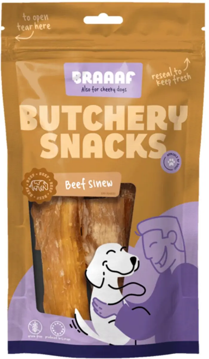 Braaaf Hondensnack Butchery Beef Sinew 150g