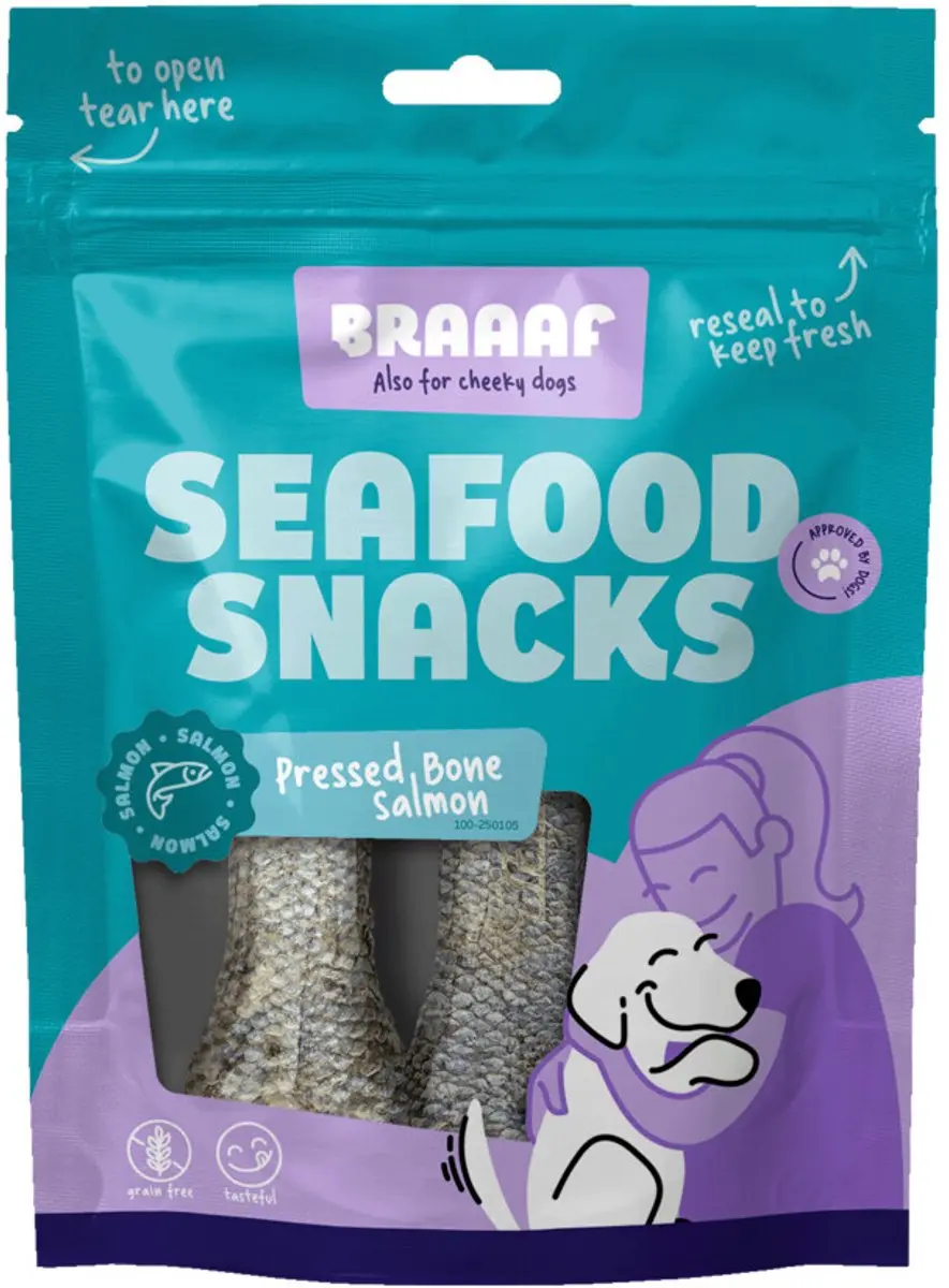 Braaaf Geperst Hondensnack Zalmhuid