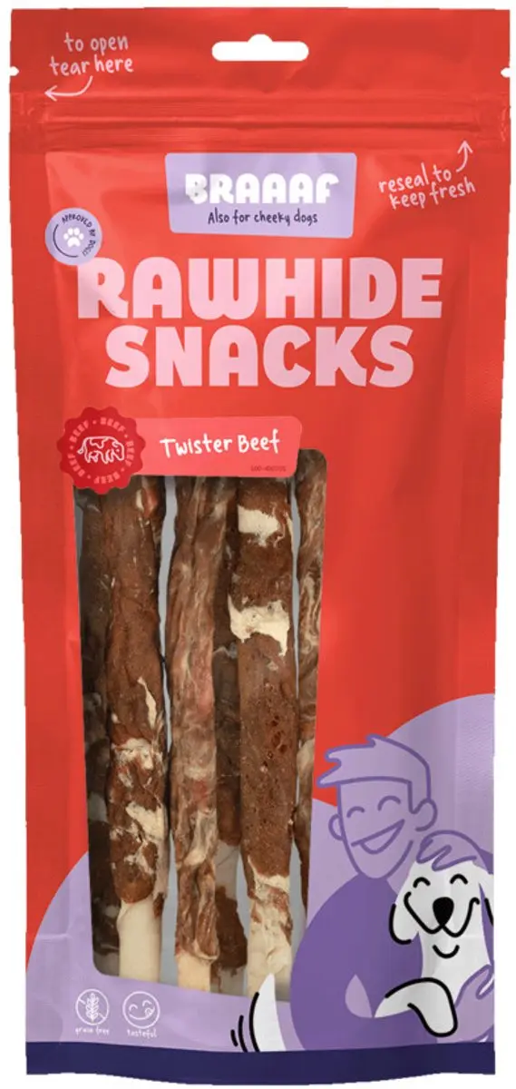 Braaaf Hondensnack Twister Vlees