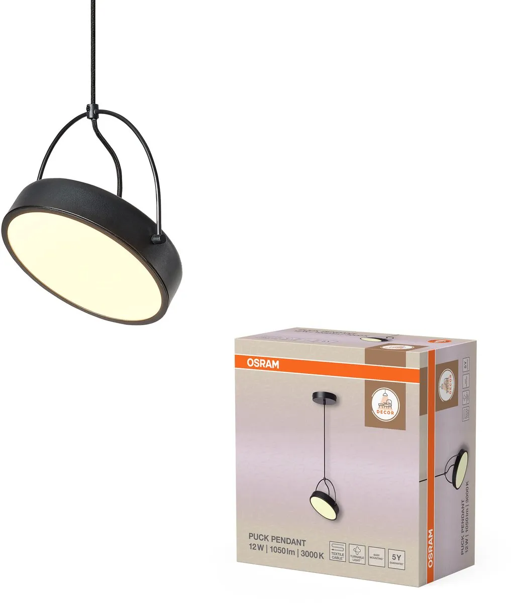 Osram Decor Puck Hang LED Hanglamp 12W - 590lm - Zwart
