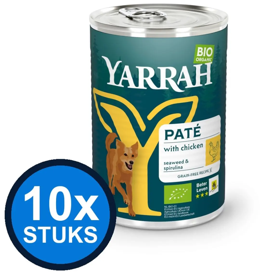 10x Yarrah dog bio blik paté kip 400gr