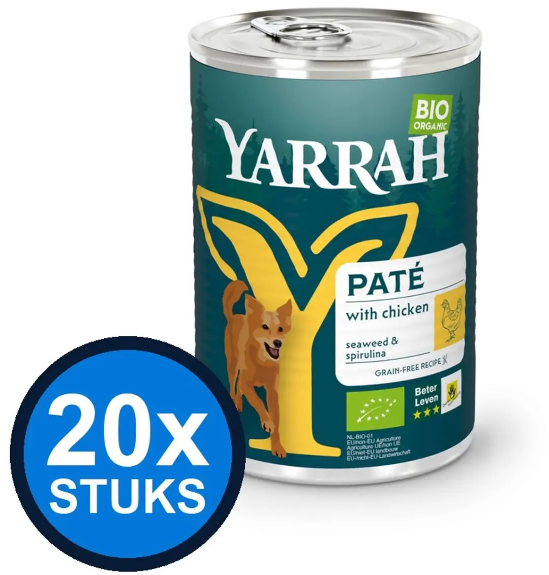 20x Yarrah dog bio blik paté kip 400gr