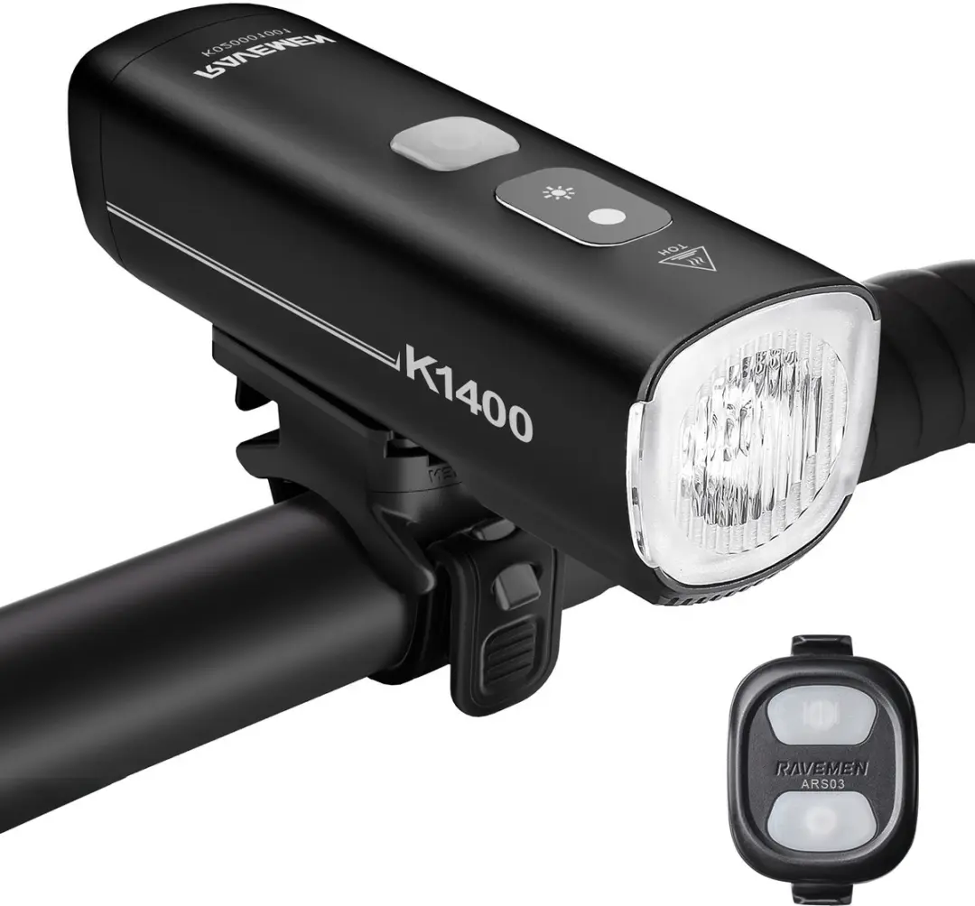 RAVEMEN 1400 Lumen Intelligente Dag-/Nachtloopfietslamp-Auto AAN/UIT-Lichtsensor