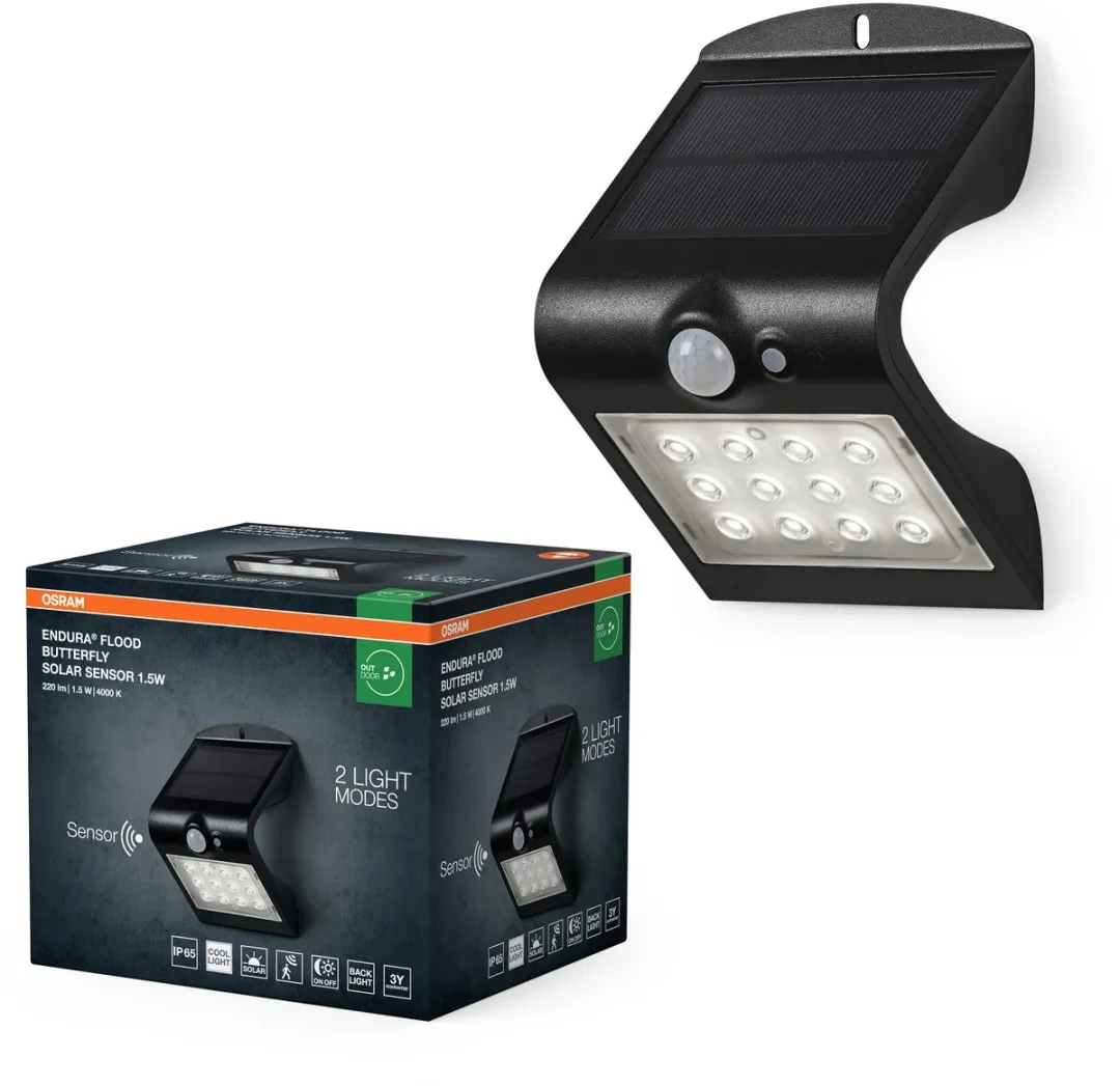 Osram Endura Butterfly Zonne-Schijnwerper 1.5W 200lm - Zwart