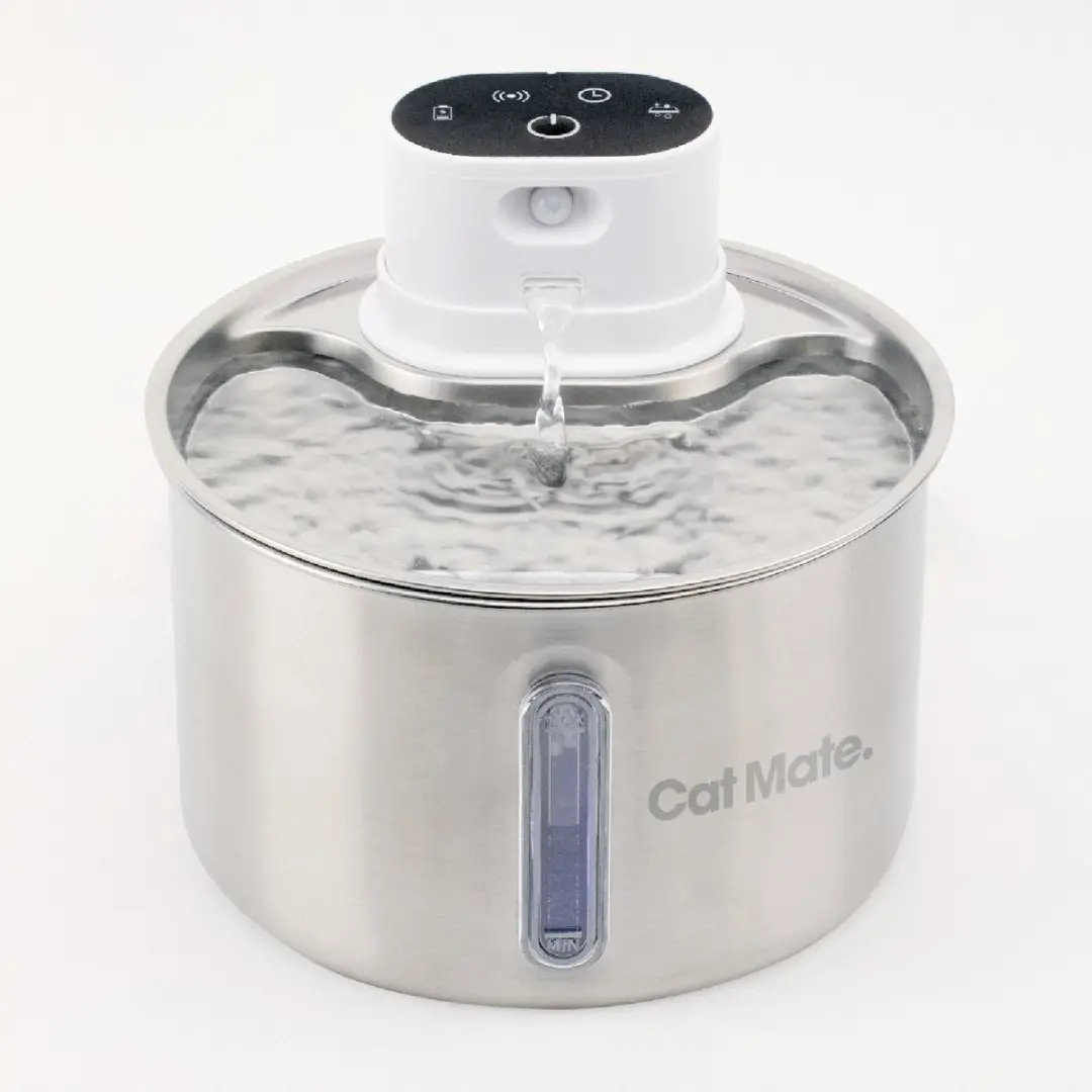 Cat Mate 2,2 liter draadloze roestvrijstalen drinkfontein voor katten