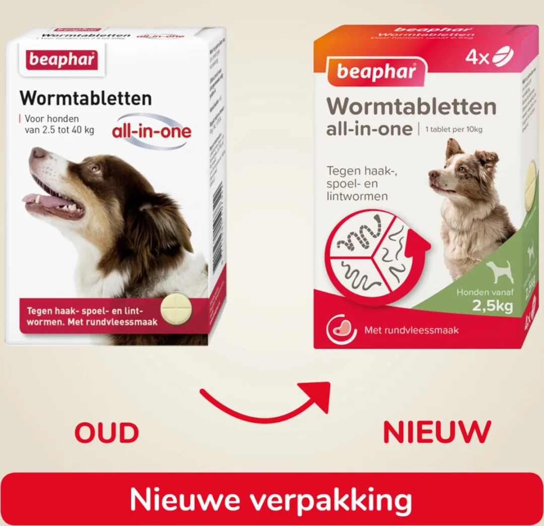 Beaphar Wormtablet All In One Hond - Anti wormenmiddel - 6 x 4 tab 2.5 Tot 40 Kg