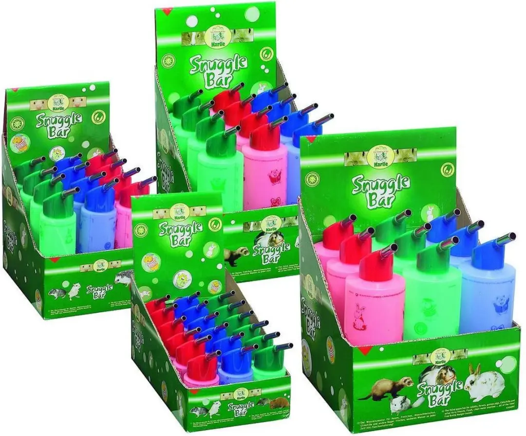 Drinking bottle snuggle bar 250ml in display, assort.