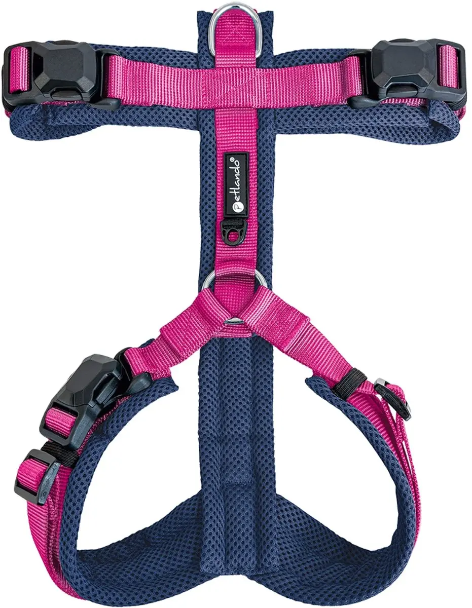 Harness Y-Comfort Navy-Fuchsia met magnetische sluiting -maat S- 44
