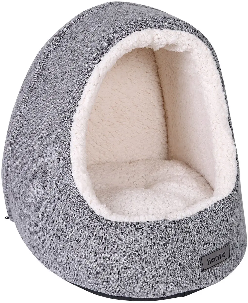 lionto kattenhol, zacht ligbed met uitneembaar kussen & antislip, lichtgrijs