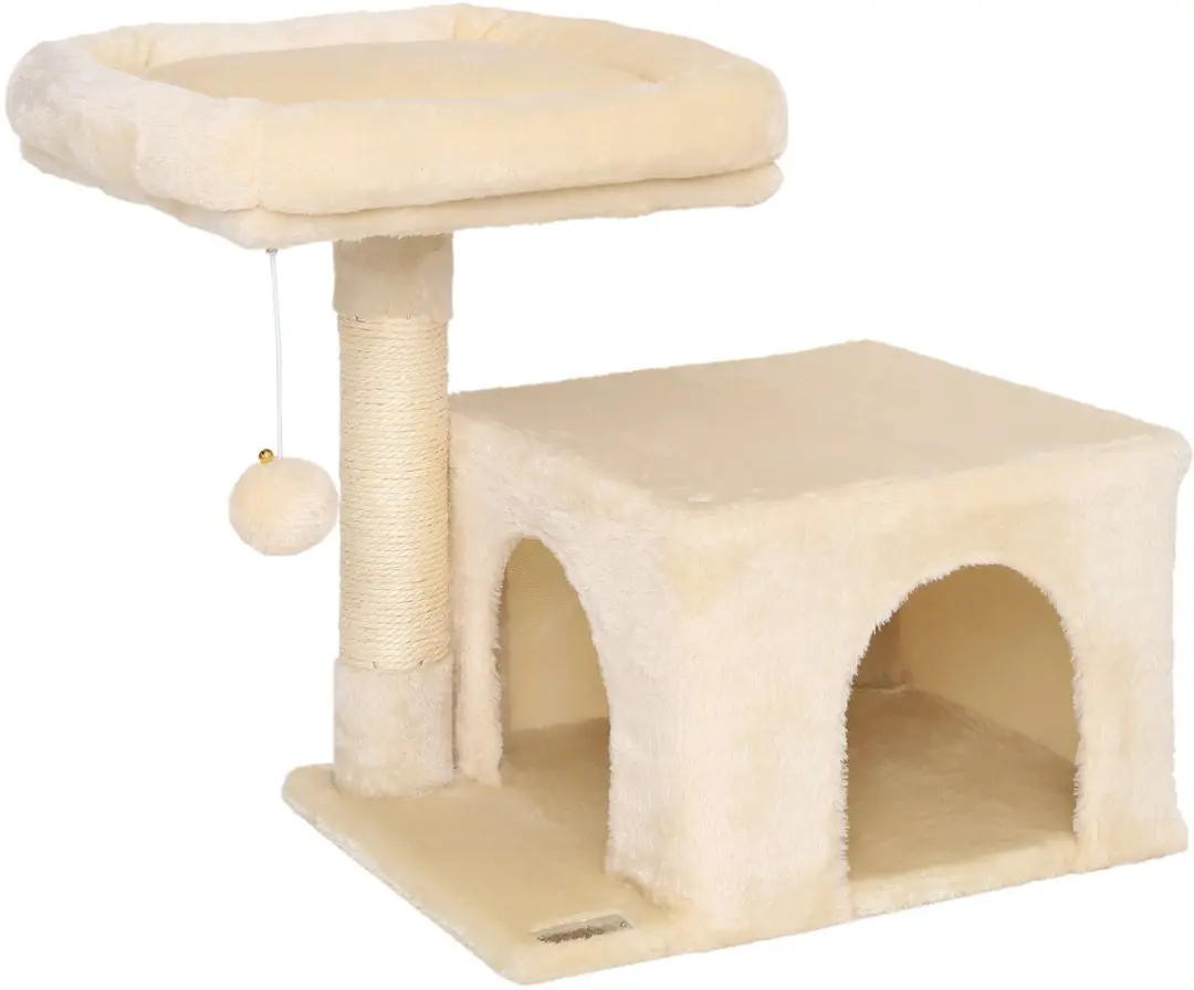 lionto kattenkrabpaal 50 cm, compact & ruimtebesparend, beige