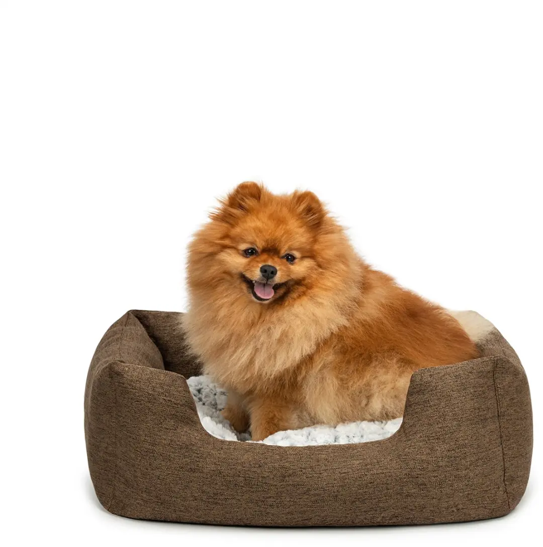 lionto comfort hondenmand, zacht, antislip & onderhoudsvriendelijk, 60x50 cm bru