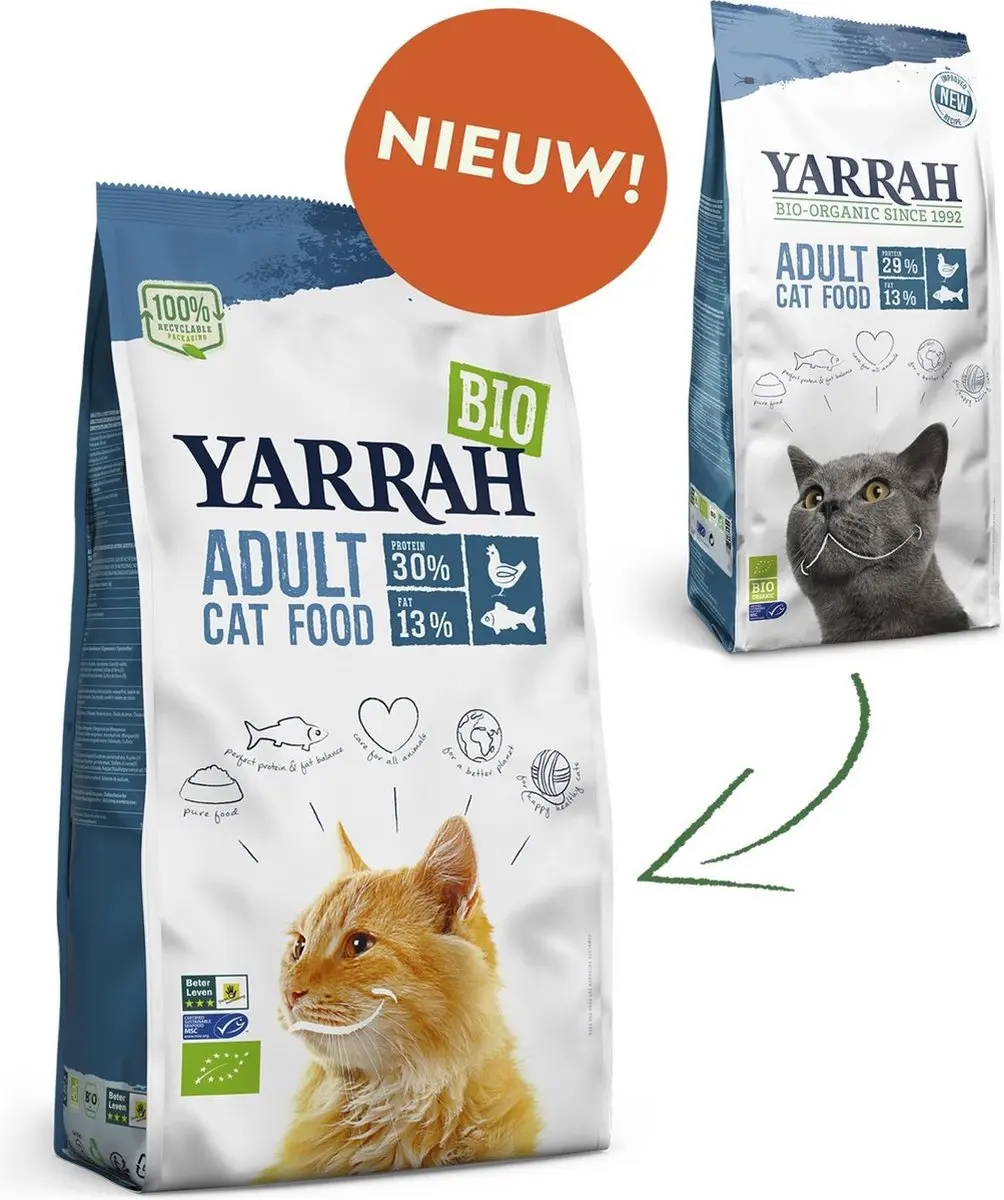 Yarrah Biologisch Adult Vis Kattenvoer 800g - afbeelding 4 van 6