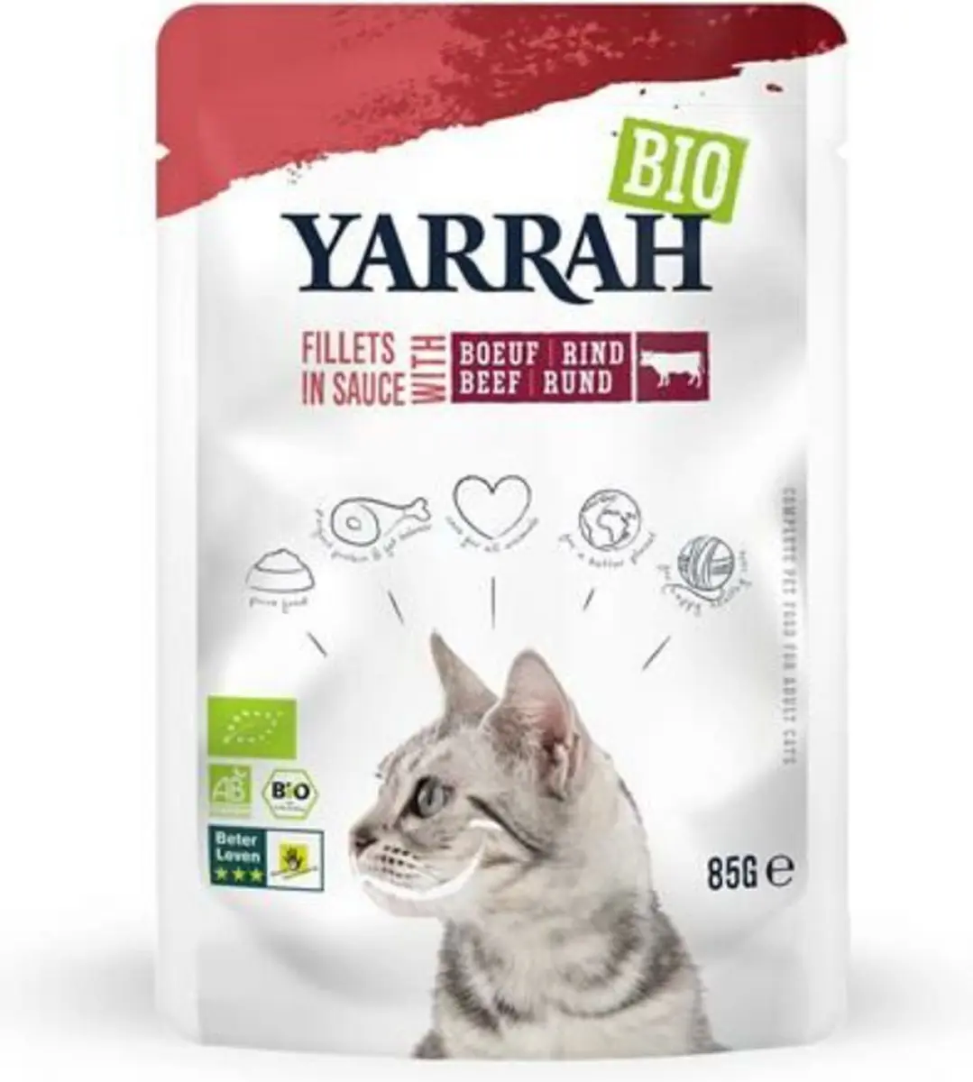 Yarrah Kat Filets met Rund in Saus Bio - 85g - afbeelding 2 van 3