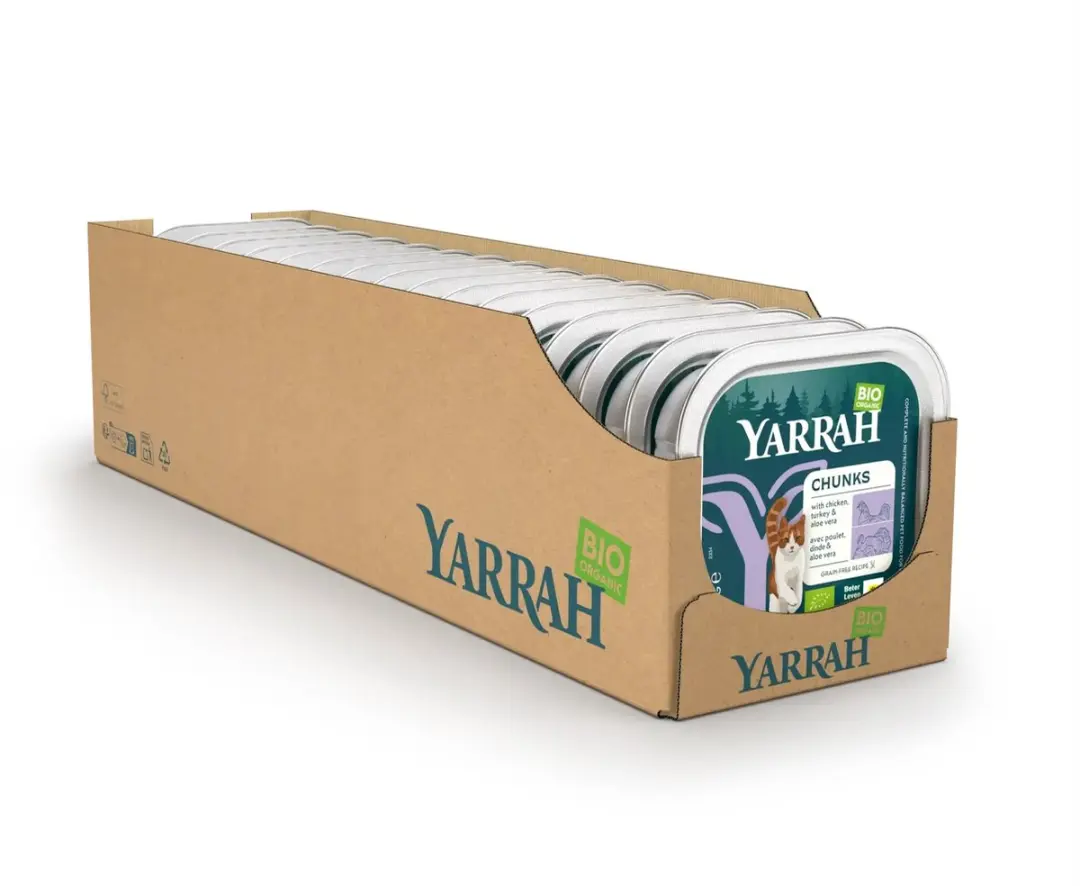 Yarrah Bio Kattenvoer Chunks Kip & Kalkoen - 16x100g - afbeelding 4 van 6