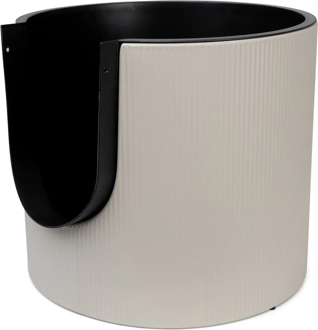 District 70 FUSE Design Kattenbak met Cover - Ribbed Tin Beige - afbeelding 2 van 6