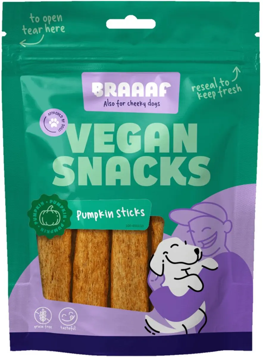 Braaaf Hondensnack Sticks Pompoen 12 cm