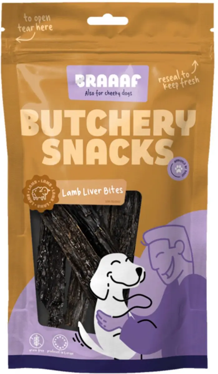 Braaaf Hondensnack Butchery Lamb Liver Bites