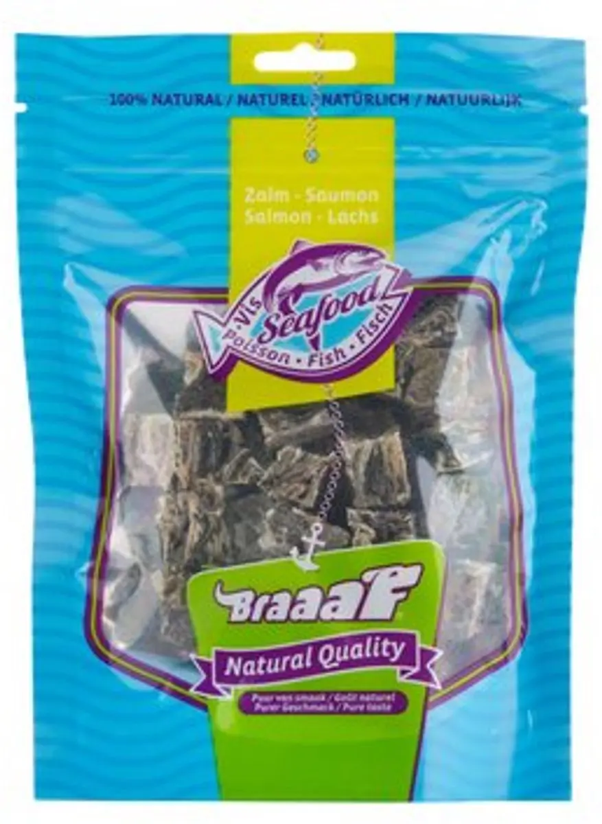 Braaaf Zalmhuid Cubes Hondensnack - 70g - afbeelding 5 van 5