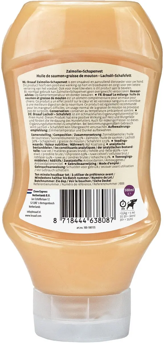 Braaaf Zalmolie en Schapenvet 500ml - afbeelding 3 van 6