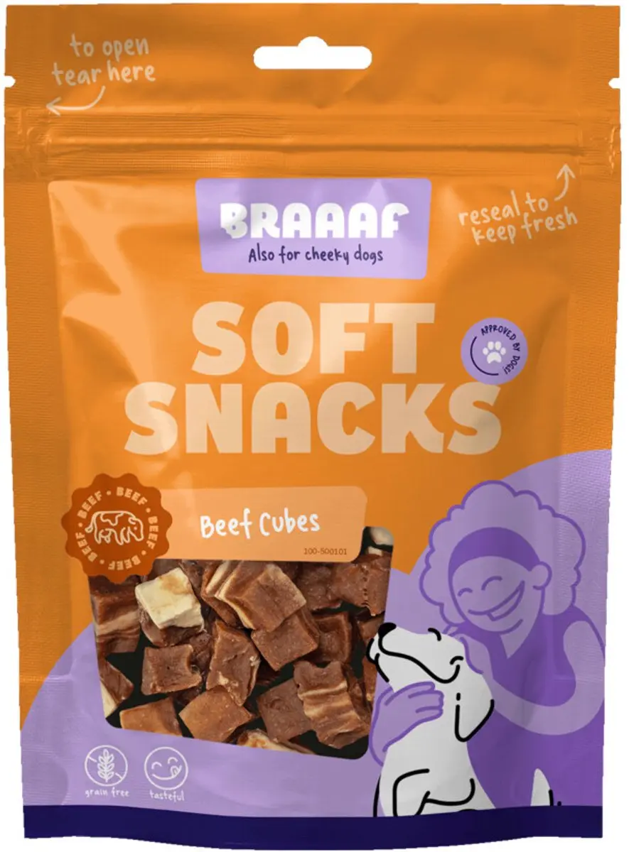 Braaaf Hondensnack Blokjes Rund Steak met Vis