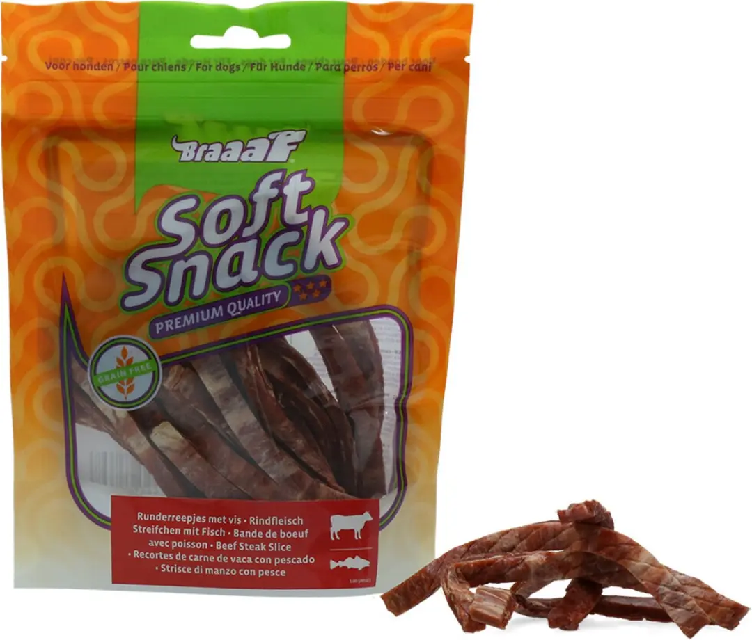 Braaaf Hondensnack Reepjes Rundvlees met Vis - 10x 85g - afbeelding 6 van 6