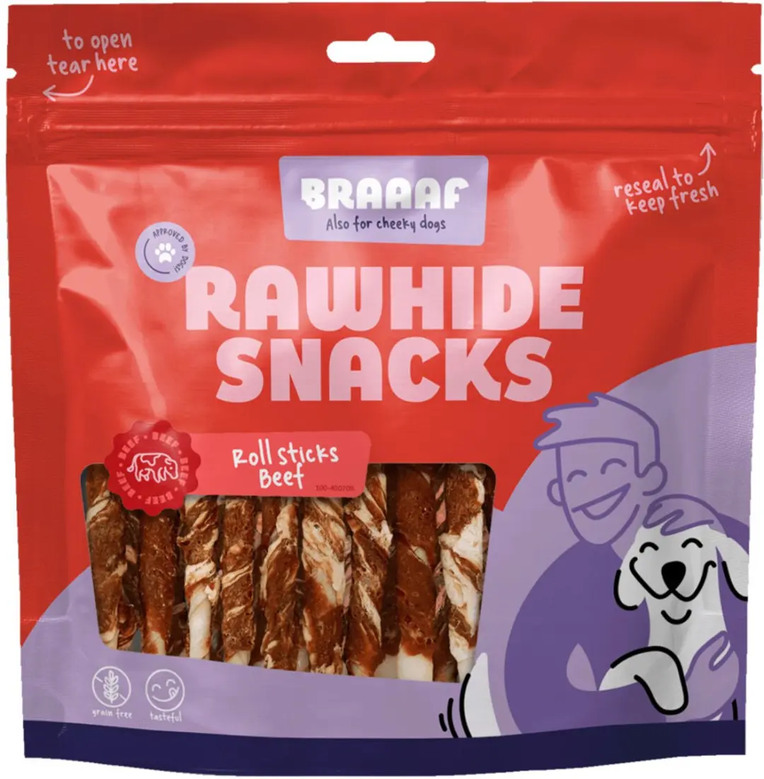 Braaaf Hondensnack Rol Sticks Vlees