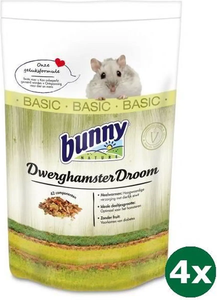 4x600 gr Bunny nature dwerghamsterdroom basic