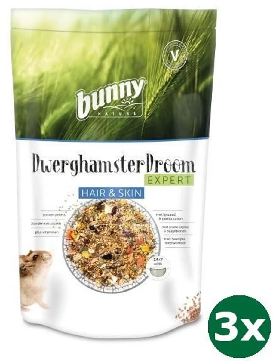3x500 gr Bunny nature dwerghamsterdroom expert hair & skin