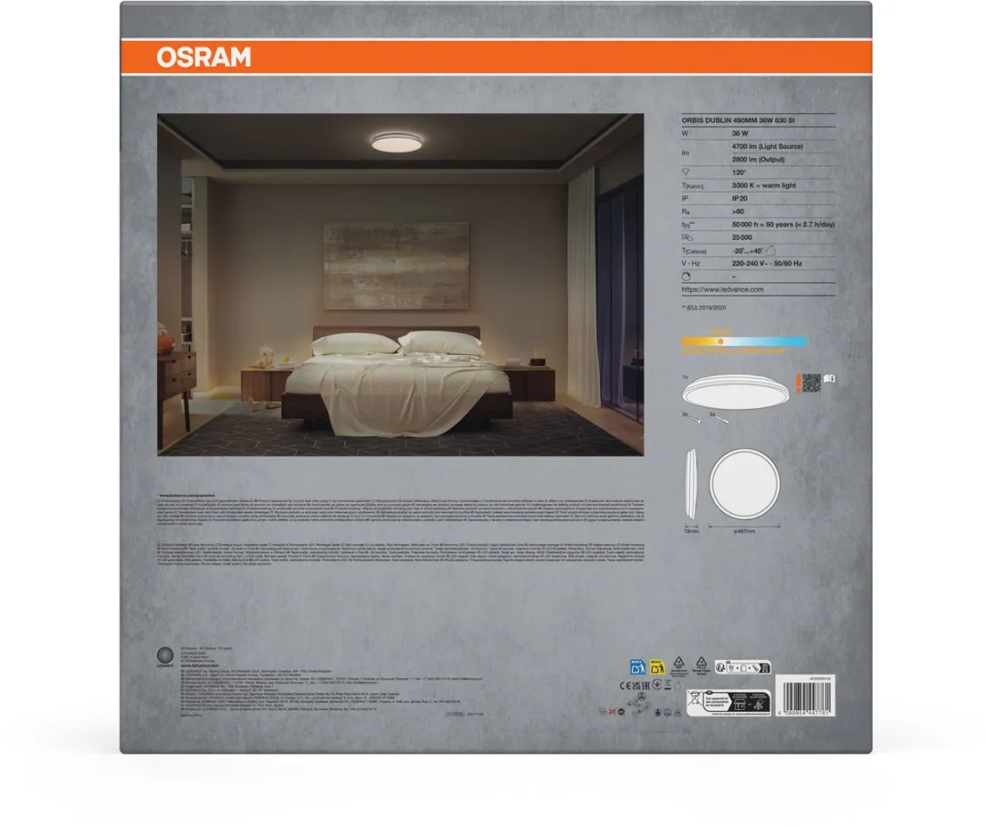 Osram Orbis Dublin LED Plafondlamp 490mm - 36W 4150lm - Zilver