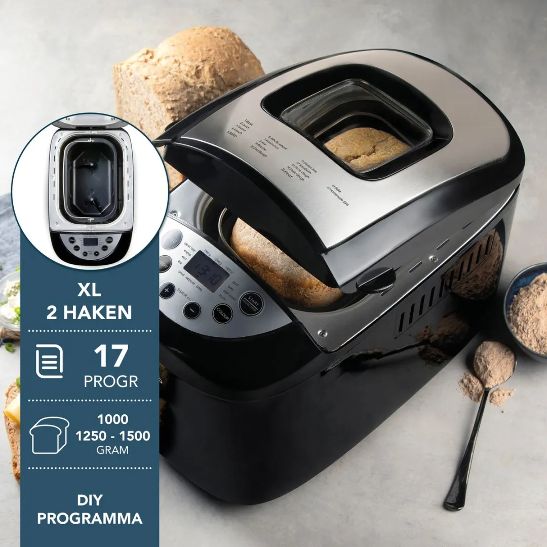 Domo B3977 Broodbakmachine - 17 Programma's - 1500g - Zwart