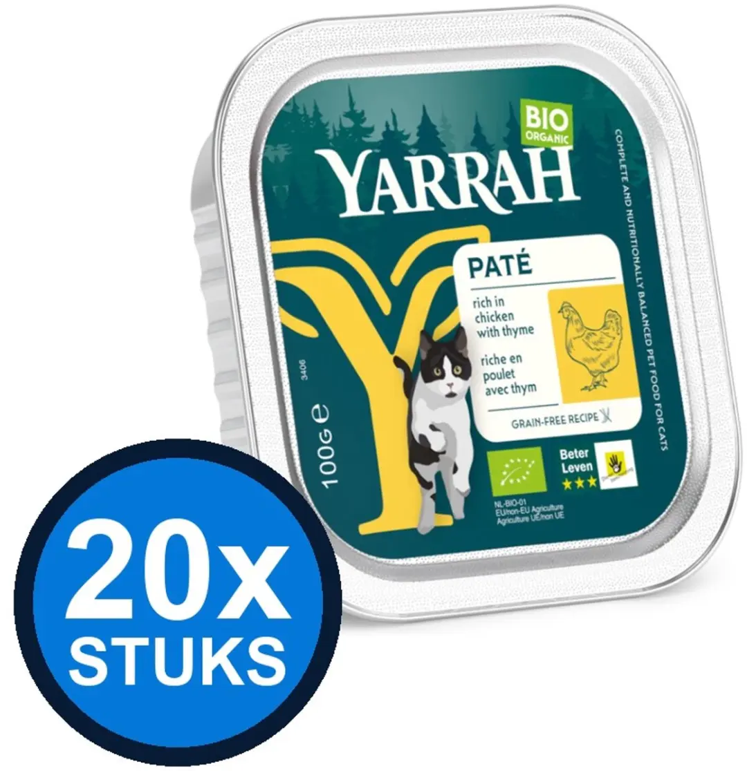 20x Yarrah cat bio alu grainfree paté kip 100gr