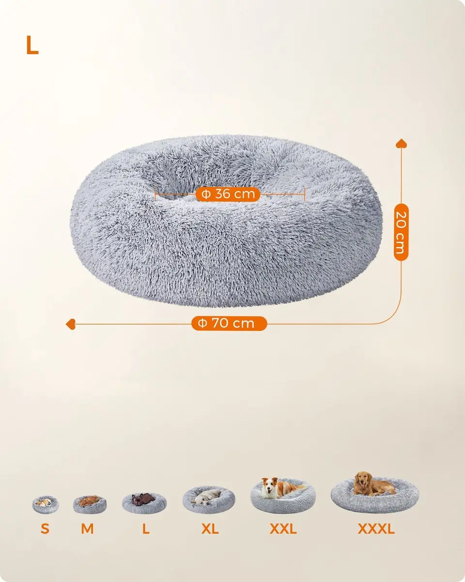 Feandrea Pluche Donut Hondenbed 70cm - Grijs - afbeelding 5 van 6