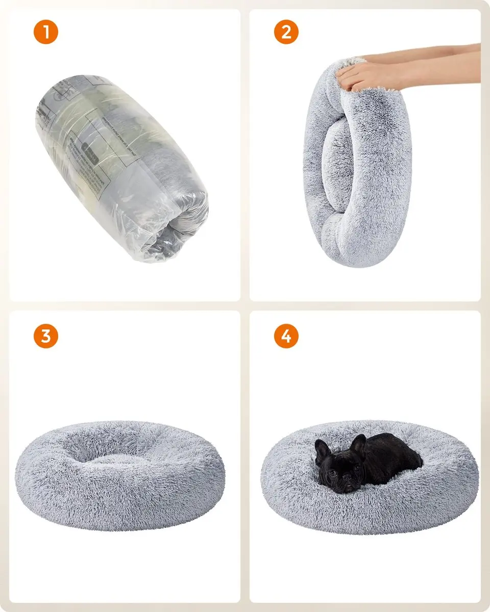 Feandrea Pluche Donut Hondenbed 70cm - Grijs - afbeelding 4 van 6