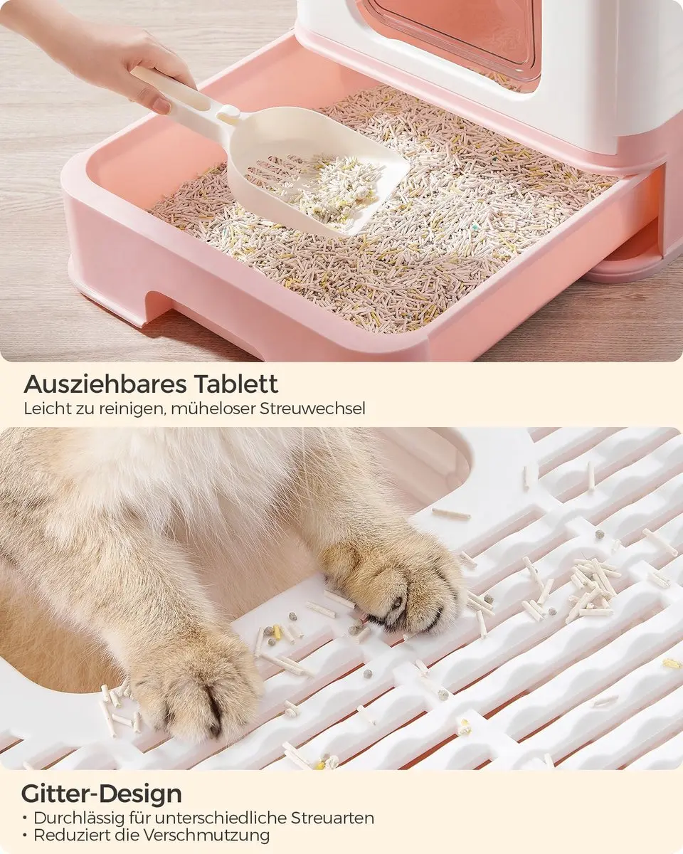 Feandrea Boxal Collection PPT001P01 Kattenbak met deksel - Wit-roze - afbeelding 5 van 6
