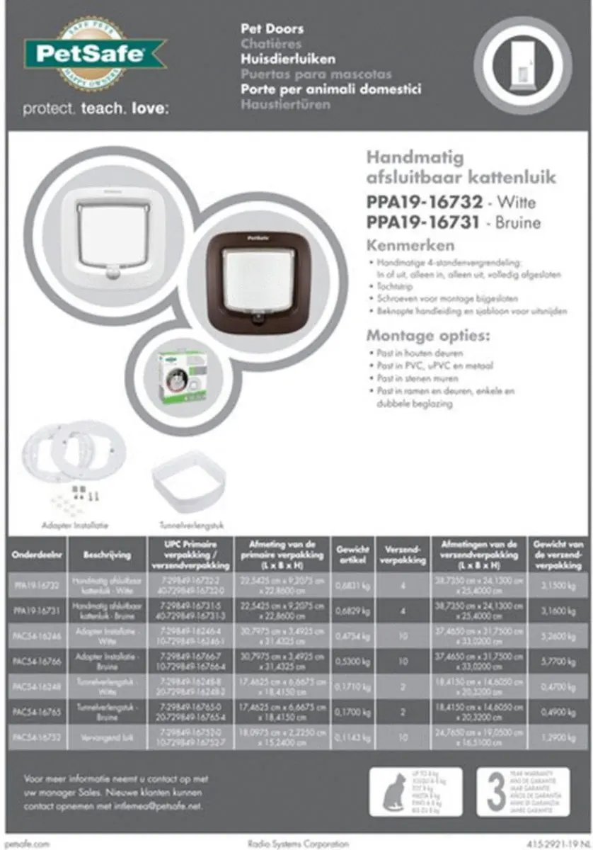 PetSafe Kattenluik Handmatig - Tot 7 kg - Wit - afbeelding 2 van 6